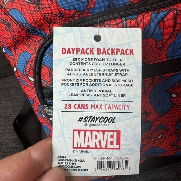 Spider-Man Marvel x Igloo Backpack 28 Cans Capacity Insulated Daypack New - Picture 6 of 14